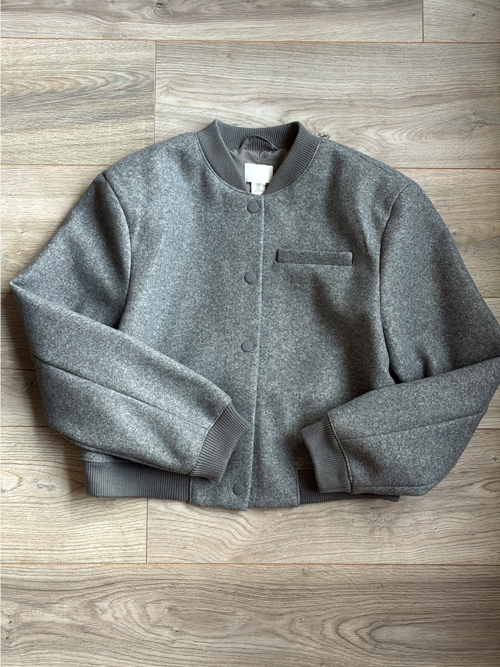 H&M Gray Wool-Blend Bomber Jacket